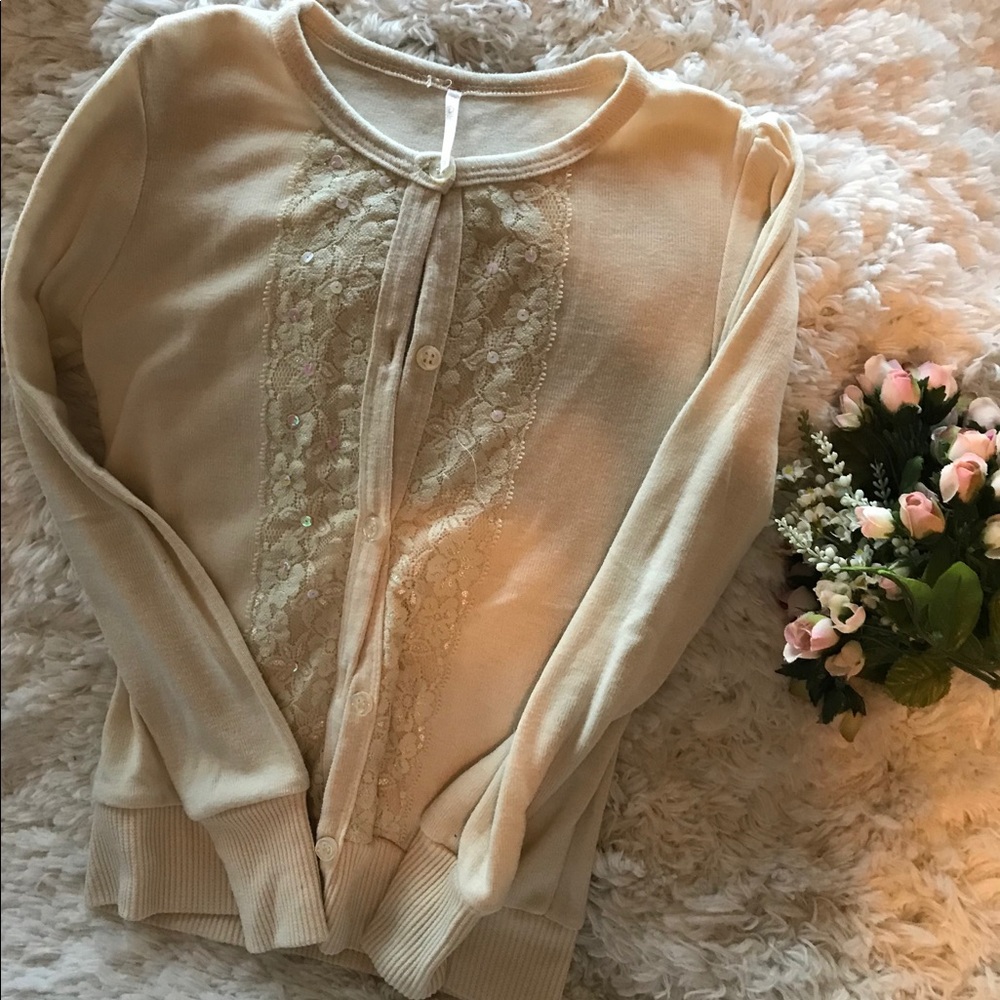 Ivory cardigan sweater, girls 7/8